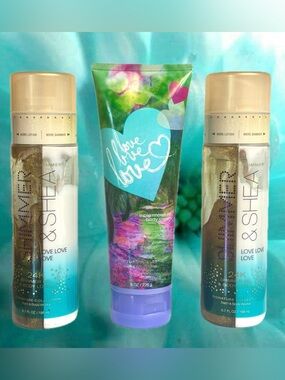 LOVE LOVE LOVE Shimmer & Shea Lotion + Cream NEW Bath and & Body Works *READ*